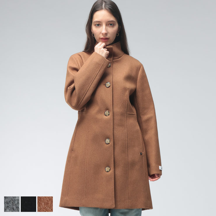 カルバンクライン レディース コート Calvin Klein シングル ミドル丈 スタンドカラー フロントボタン コート CKLCW559021 ブランド アウター グレー ブラック ブラウン