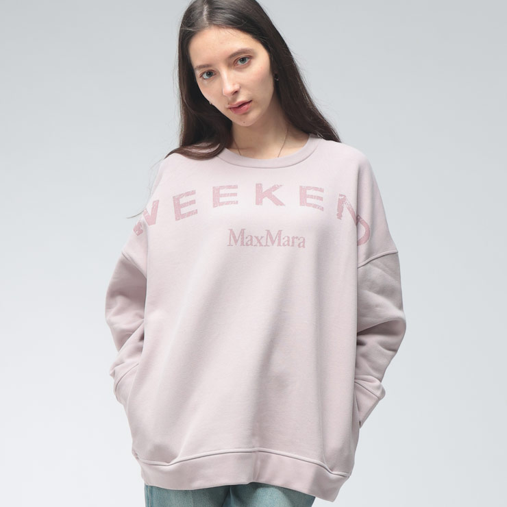 マックスマーラ レディース トレーナー 長袖 MAX MARA ビッグロゴ 裏起毛 クルーネック スウェット プルオーバー GOMMOSO ゴンモーゾ MXLGOMMOSO6 ブランド トップス ピンク|原宿ゼンモール
