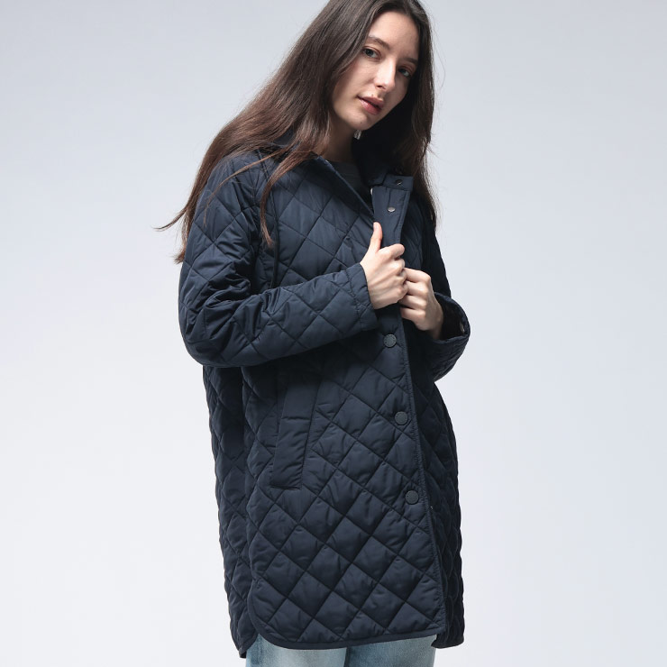 マックスマーラ レディース コート MAX MARA フード着脱 ミドル丈 ノーカラー キルティング ブルゾン ERIO エリオ MXLERIO6 ブランド アウター ネイビー