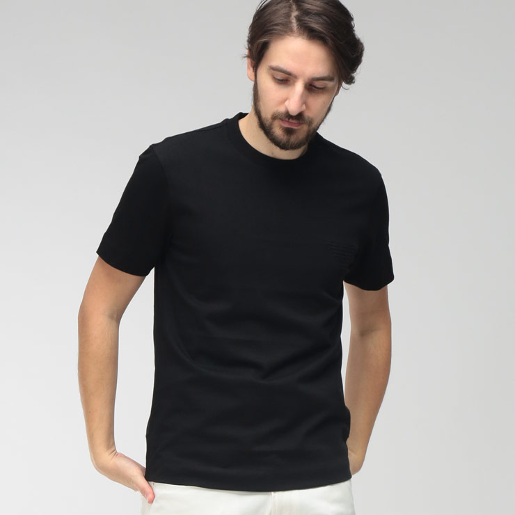 エンポリオアルマーニ EMPORIO ARMANI メンズ プルオーバー 半袖 胸ロゴタイプ 労働者の一団のど首 カットソー EAEM4911AF13715 ブランド名 トップス 綿織物 分かりやすい 春 夏