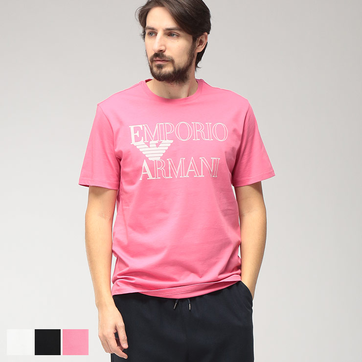 エンポリオアルマーニ EMPORIO ARMANI メンズ Tシャツ 半袖 ボールドロゴ クルーネック カットソー EASEM574AF20434 ブランド トップス コットン プリント 春 夏｜原宿ゼンモール