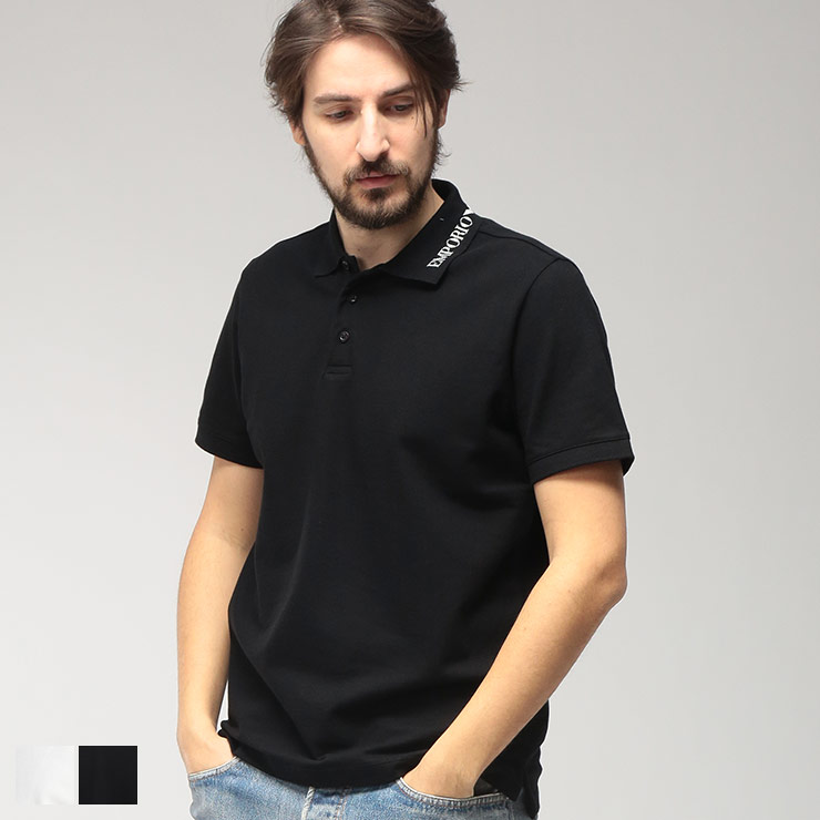 エンポリオアルマーニ EMPORIO ARMANI メンズ ポロシャツ 半袖 襟ロゴ シャツ EASEM571AF20425 ブランド トップス ポロ コットン 春 夏