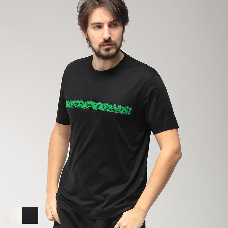 エンポリオアルマーニ EMPORIO ARMANI メンズ Tシャツ 半袖 3Dロゴ クルーネック カットソー EAEM4520AF13747 ブランド トップス 刺繍 春 夏