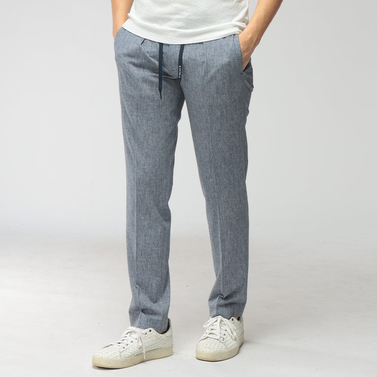 チルコロ1901 CIRCOLO 1901 メンズ パンツ ストレッチ ヘリンボン ワンタック スラックス CICN5262 ブランド ボトムス ウエストコード フォーマル カジュアル