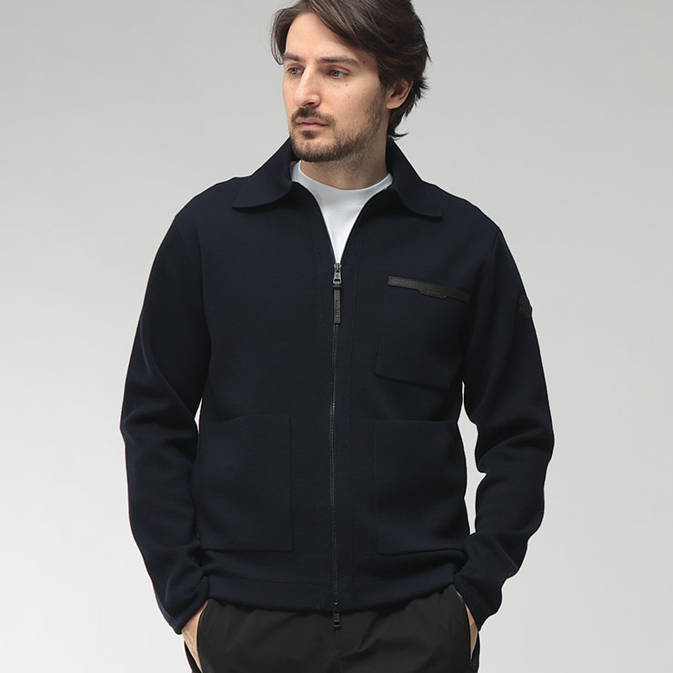 モンクレール MONCLER メンズ ニットジャケット フルジップ 襟付き ニット MC9B00008M1131 ブランド アウター ブルゾン 春 秋