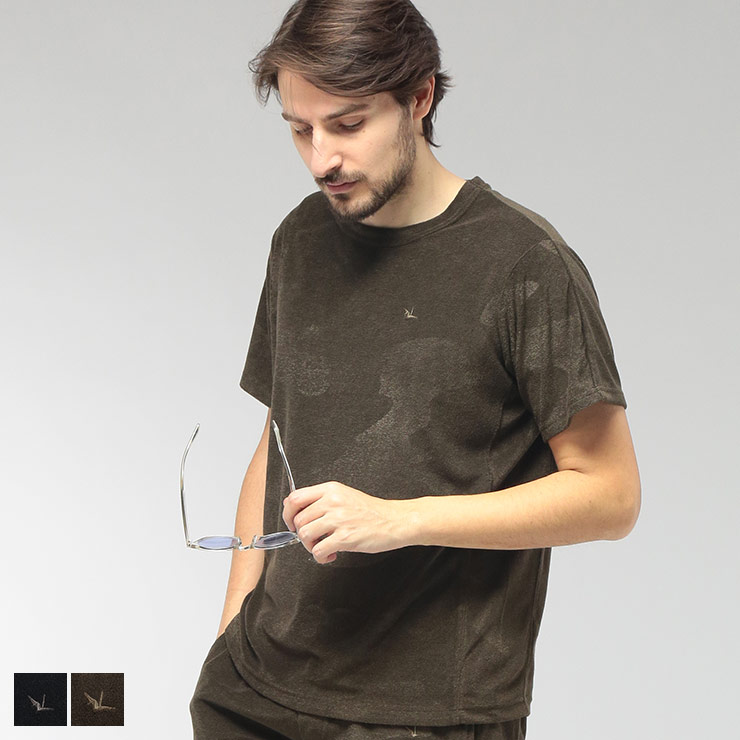 ウノ ピュ ウノ ウグァーレ トレ リラックス 1PIU1UGUALE3 RELAX メンズ Tシャツ 半袖 パイル地 迷彩柄 クルーネック カットソー 1PRUST26073 ブランド トップス カモフラ 春 夏