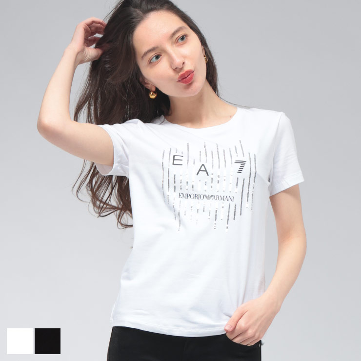 エンポリオアルマーニ EMPORIO ARMANI レディース Tシャツ 半袖 EA7 ビーズデザイン ロゴプリント クルーネック カットソー EA7L1097AF10373 ブランド トップス Tシャツ スポーツ 春 夏 9,425円
