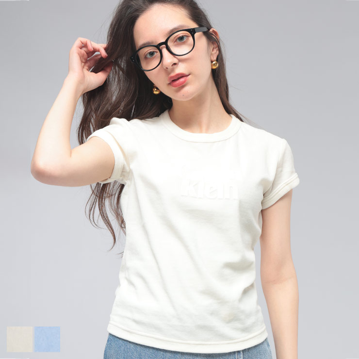 カルバンクライン Calvin Klein レディース Tシャツ 半袖 ベロア ロゴ クルーネック カットソー CKLLV047E222G ブランド トップス 起毛 春 夏