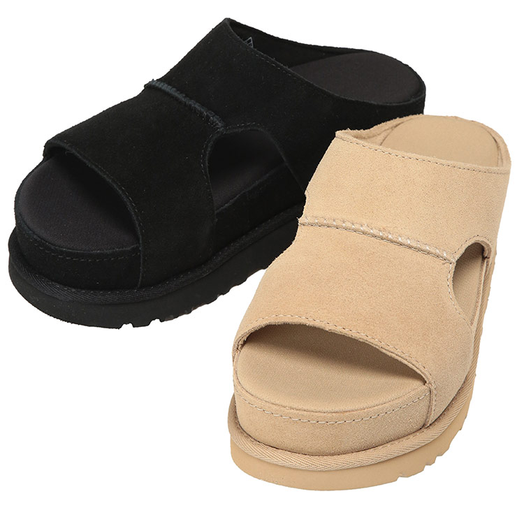 アグ UGG レディース サンダル スエード 厚底サンダル GOLDENSTAR HI CUTOUT SLIDE UGGL1175132 ブランド 靴 シューズ スリッポン 厚底 春 夏｜原宿ゼンモール
