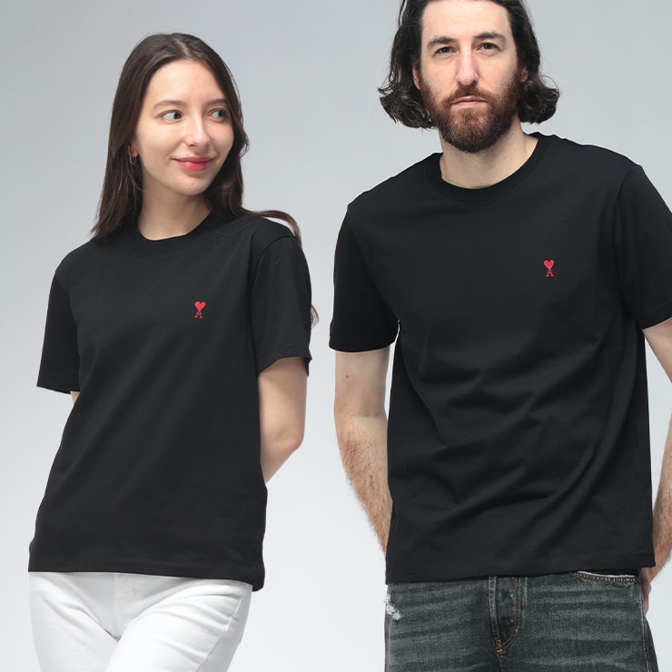 アミパリス AMI PARIS メンズ Tシャツ 半袖 Ami de Coeur ワンポイント ロゴ クラシックフィット クルーネック カットソー AMBFUTS035724 ブランド トップス TEE 春 夏｜原宿ゼンモール