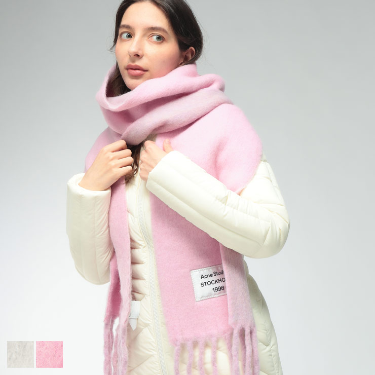 アクネストゥディオズ Acne Studios レディース えり巻き ACLCA0343アルパカ混 バイ色つや フリンジ ブランド名 えり巻き 防寒 もこもこ 無地 差し上げ物 秋 冬