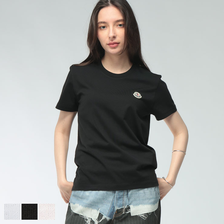 モンク軌跡 MONCLER レディース ティーシャツ 半袖 MCL8C0005489B8Uワンポイント 労働者の一団のど首 カットソー ブランド名 トップス 綿織物 分かりやすい 春 夏