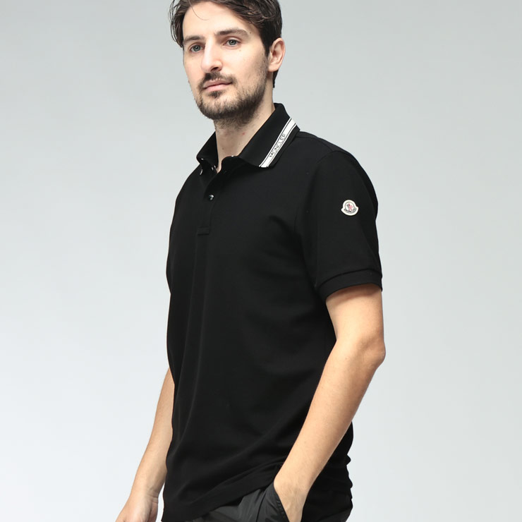 モンクレール メンズ ポロシャツ MONCLER 半袖 コットン 襟ラインロゴ 袖ワンポイント カジュアルシャツ MC8A0002284720 ブランド トップス ポロ コットン ゴルフ 春 夏｜原宿ゼンモール