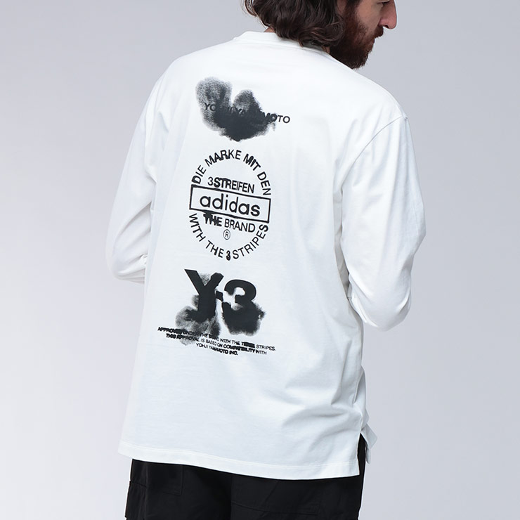 ワイスリー Y-3 バックプリント クルーネック 長袖 Tシャツ Y3KE5094 ブランド メンズ 男性 トップス Tシャツ ロンT コットン プリント