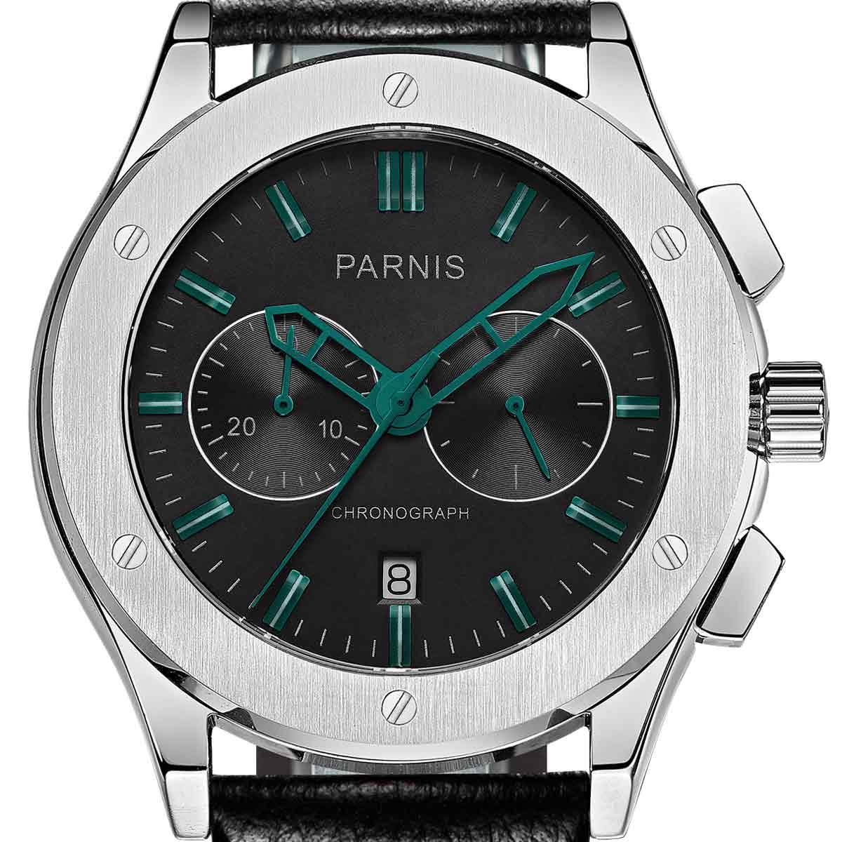 【NEW】PARNIS パーニス クォーツ 腕時計 [P6025-S5EL-BkgrBK] 並行輸入品 純正ケース　メーカー保証12ヶ月