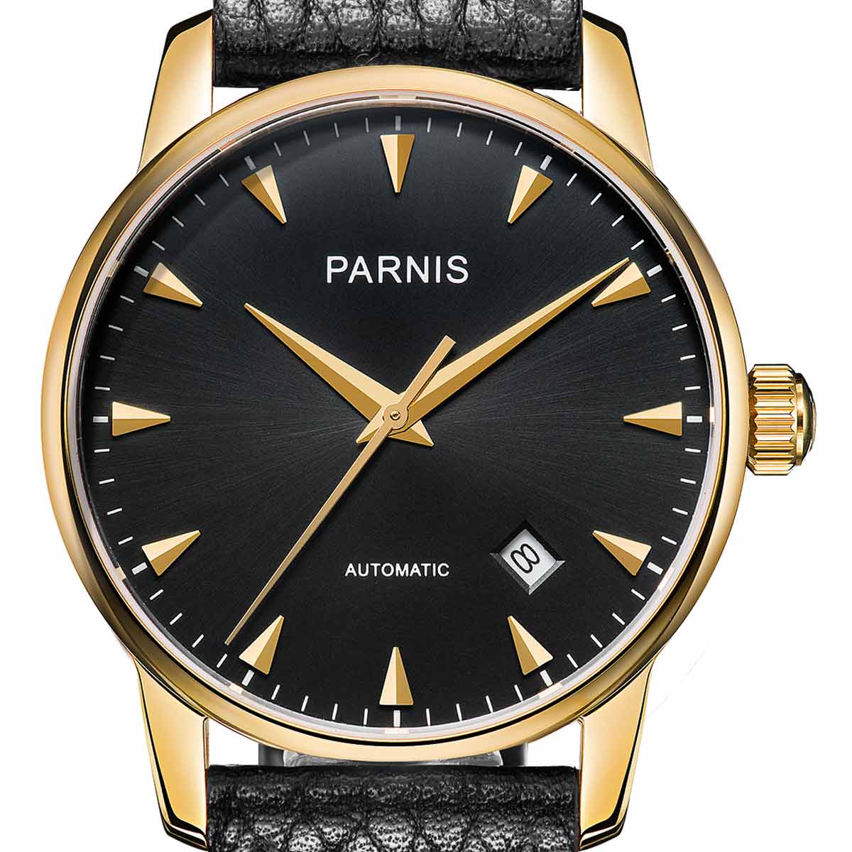 【NEW】PARNIS パーニス 自動巻き 腕時計 [PA6038-S3AL-BKgBK-A] 並行輸入品 純正ケース　メーカー保証12ヶ月｜8号店