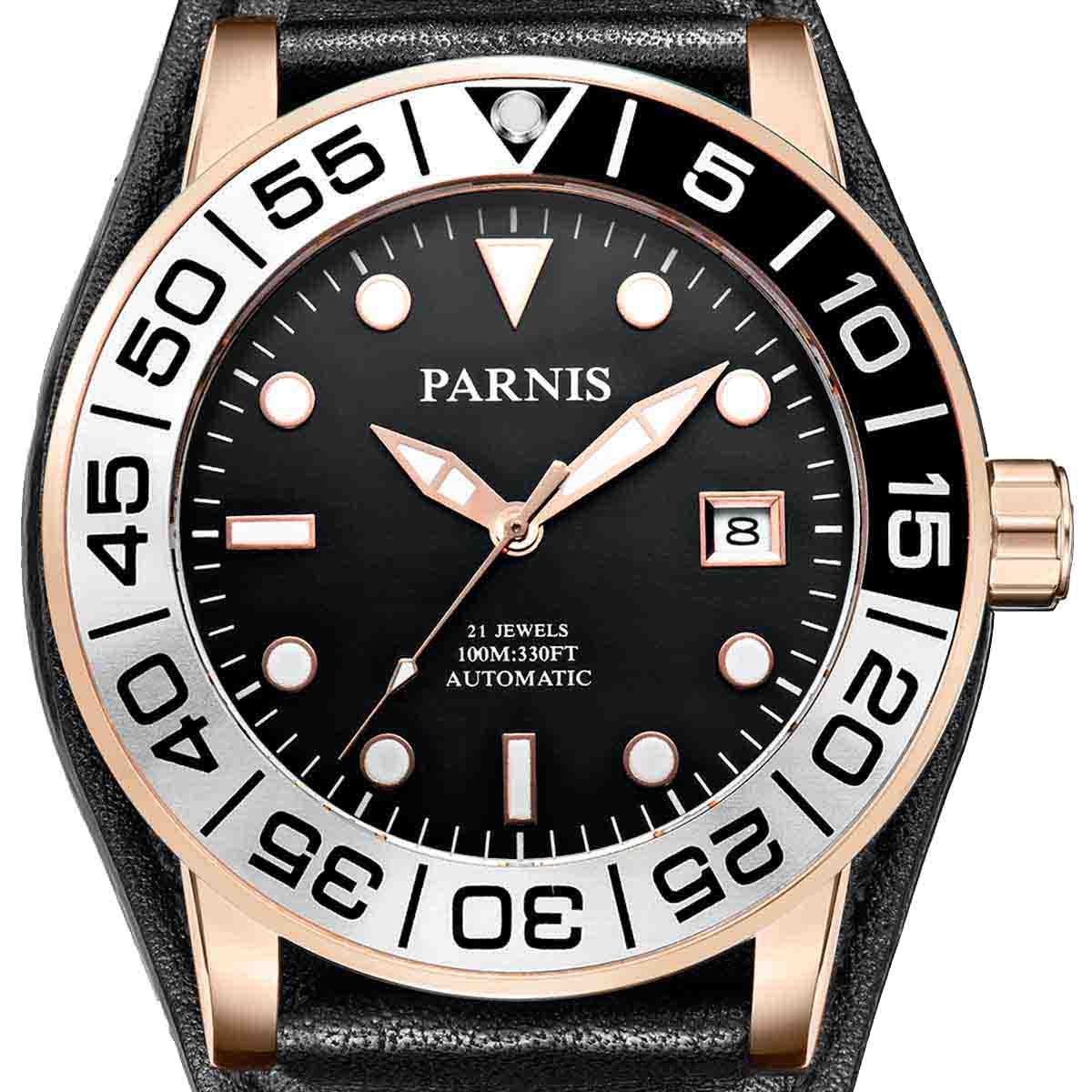 【NEW】PARNIS パーニス 自動巻き 腕時計 [PA6056-S3AL-RGBK] 並行輸入品 純正ケース　メーカー保証12ヶ月