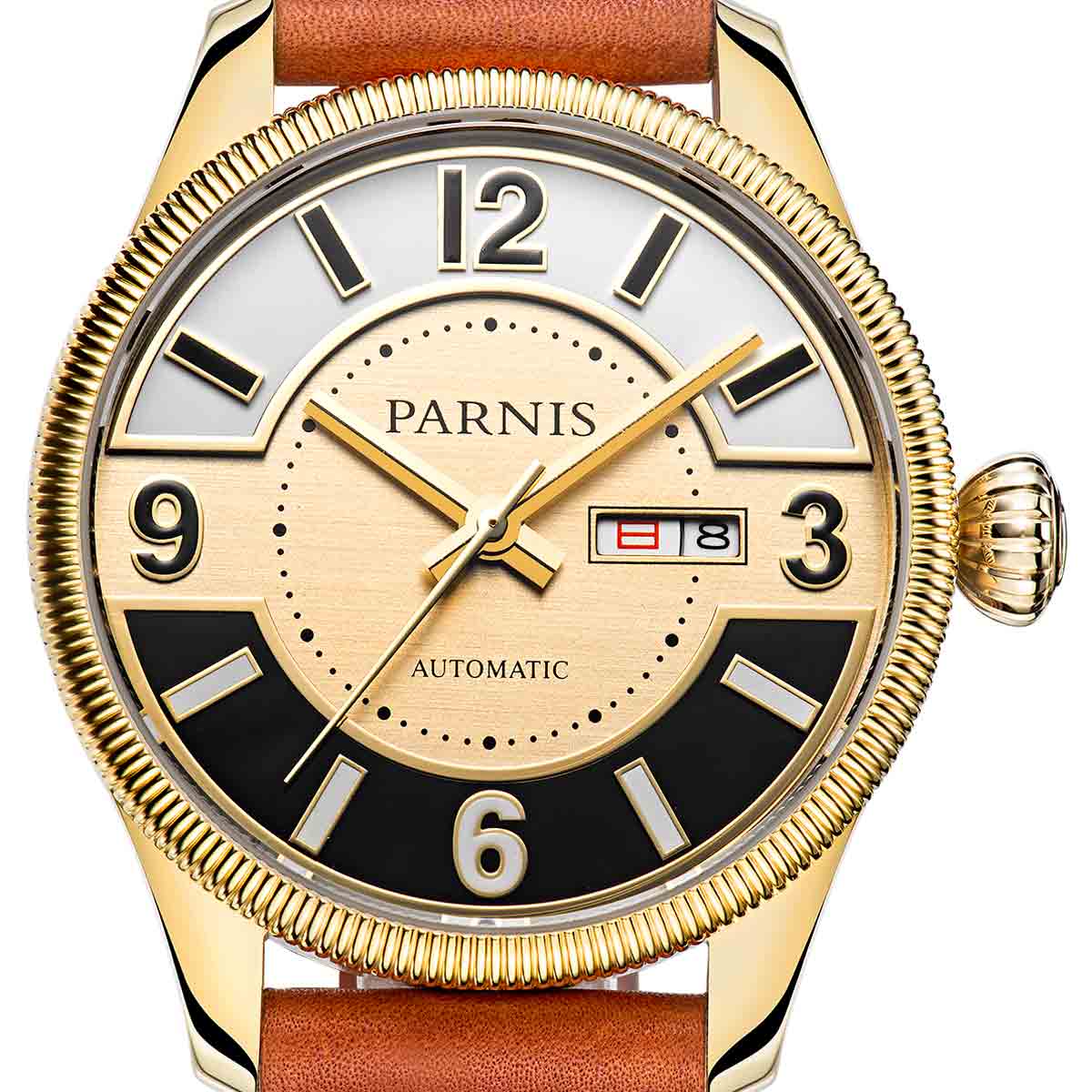 【残り1点】【NEW】PARNIS パーニス 自動巻き 腕時計 [PA6057B-S3AL-GDBR] 並行輸入品 純正ケース　メーカー保証12ヶ月｜8号店