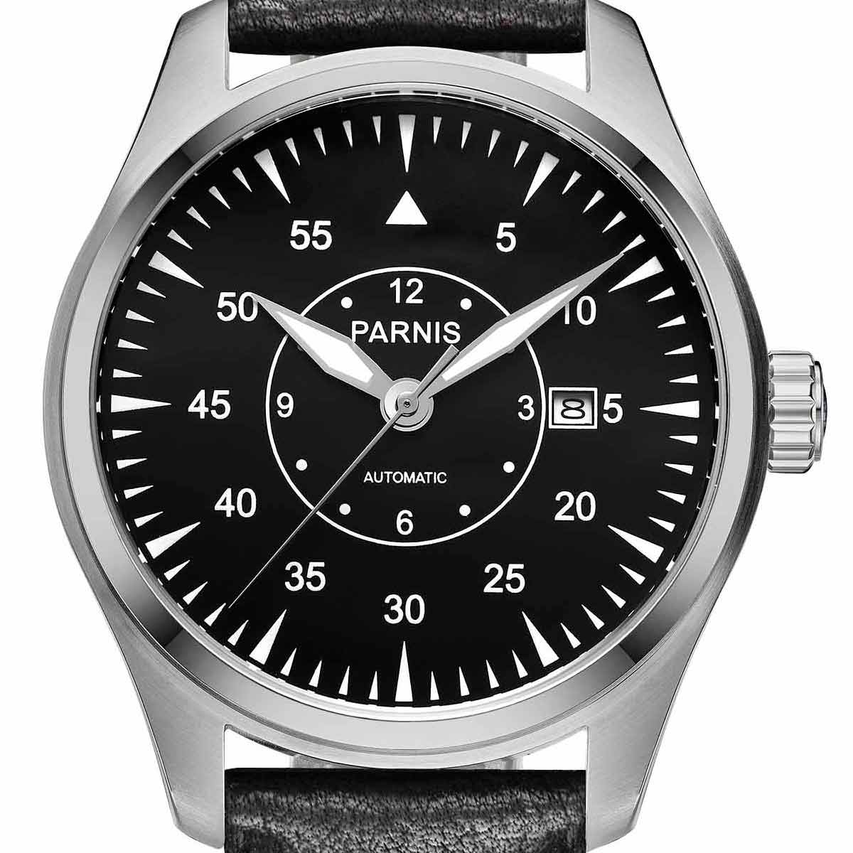 【NEW】PARNIS パーニス 自動巻き 腕時計 [PA6063-S3AL-SVBK-B] 並行輸入品 純正ケース　メーカー保証12ヶ月｜8号店