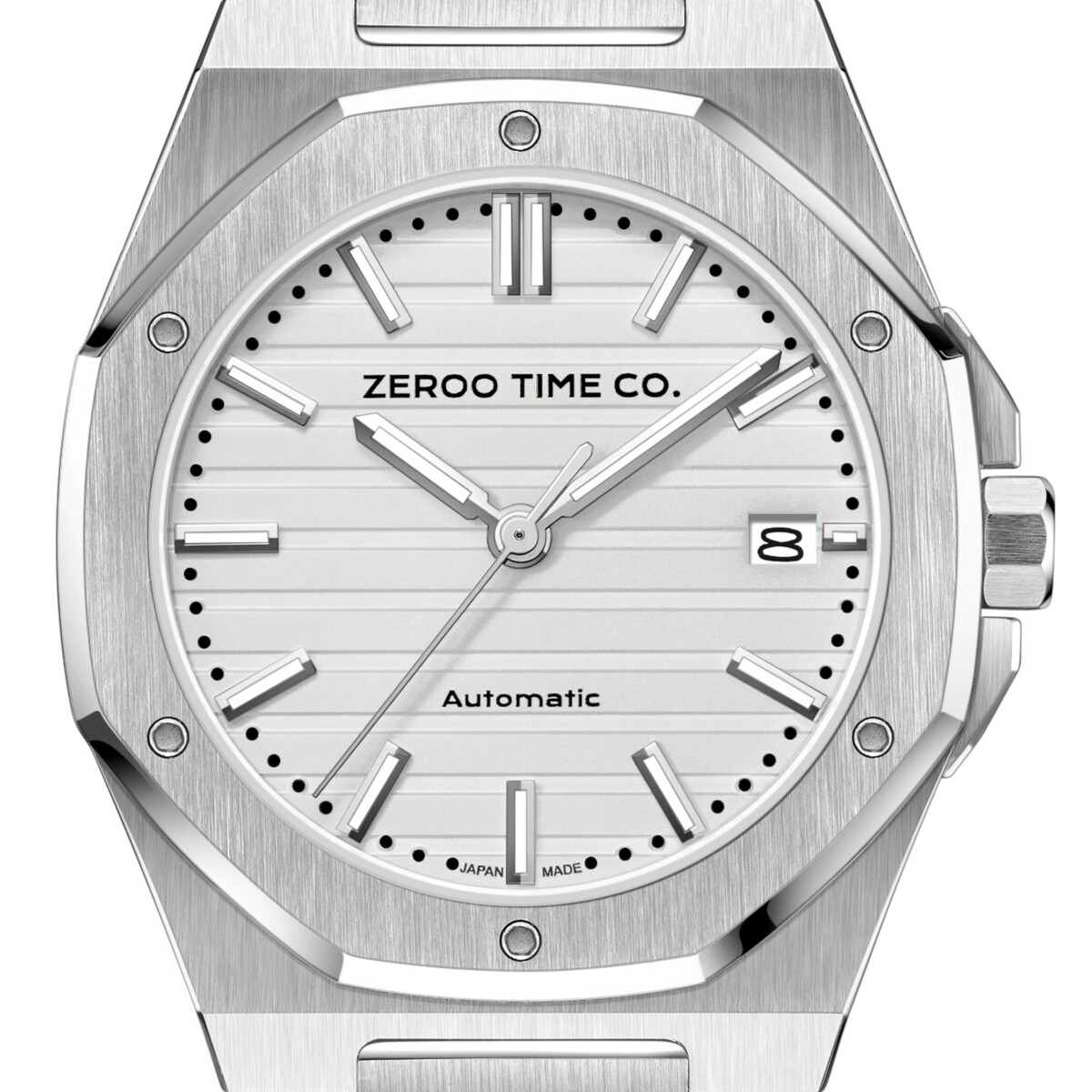 ZEROO ゼロ オートマチック 腕時計　[ZM005SWH] 秒針停止機能（ハック機能）/自動巻き+手巻き/日付早修正機能/3針/日付/Luminova
