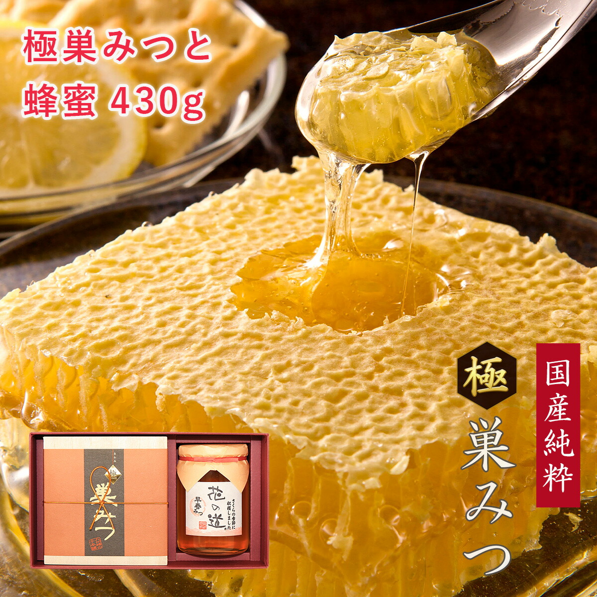 天然日本蜜蜂のコムハニー、巣蜜　295g 贈答用 天然日本蜜蜂のコムハニー、巣蜜 294g 贈答用 ハチミツ 食品