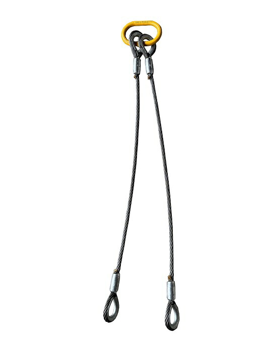 JISロックワイヤー マスターリンク2本吊 O/O 両コース入 12mm 玉掛 ワイヤーロープ ロック止め アルミ管 吊り工事 建設工事 土木工事 仮設工事