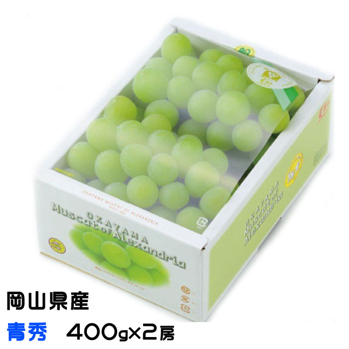 ぶどう マスカット オブ アレキサンドリア 青秀 400g×2房 岡山県産 ＪＡおかやま 葡萄 ブドウ 父の日