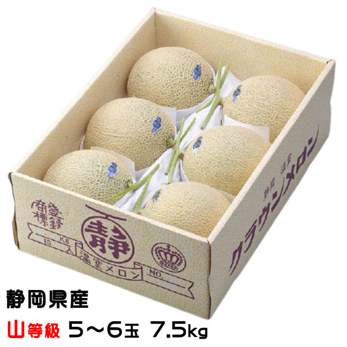 メロン クラウンメロン 山等級 5〜6玉 7.5kg 静岡県産 めろん ギフト お取り寄せグルメ ギフト