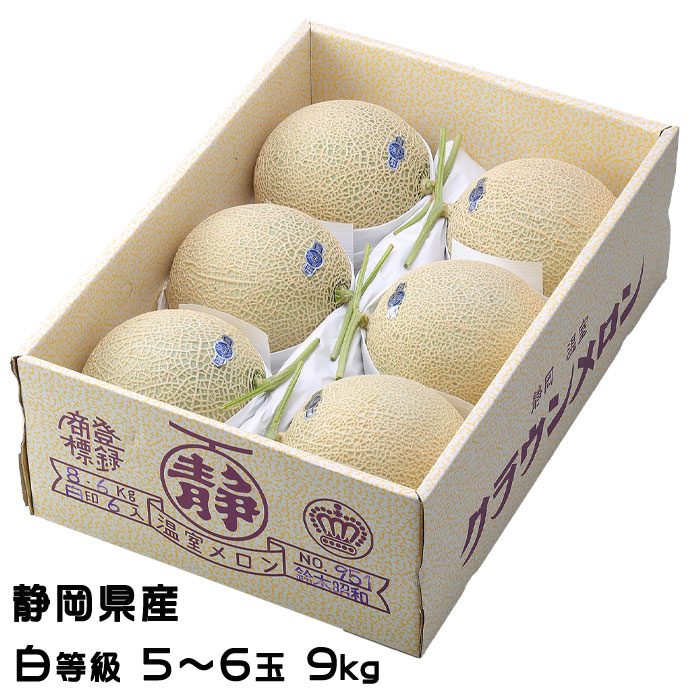 お中元 メロン クラウンメロン 白等級 5～6玉 9kg 静岡県産 めろん ギフト お取り寄せグルメ｜はちやフルーツ店