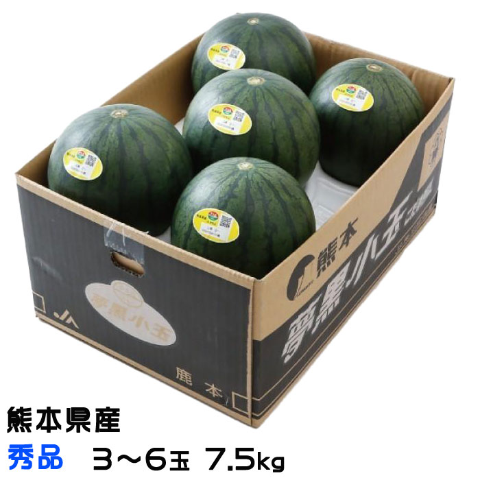 すいか 夢黒小玉すいか 秀品 3～6玉 7.5kg 熊本県産 JA鹿本 スイカ 西瓜