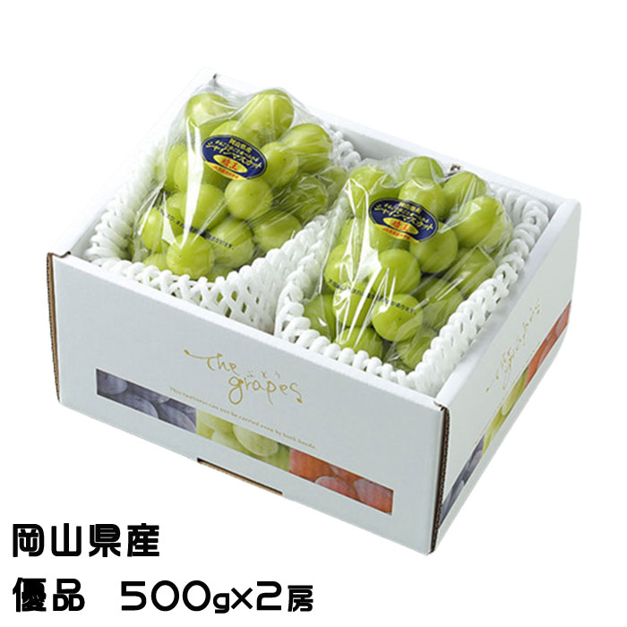 お中元 ぶどう シャインマスカット 晴王 優品 500ｇ×2房 岡山県産 葡萄 ブドウ ギフト お取り寄せ