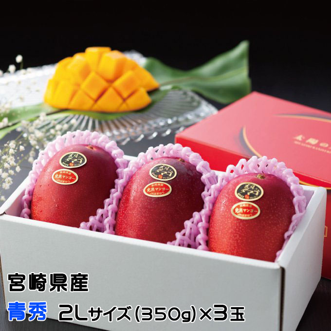 マンゴー 太陽のタマゴ 青秀 2L 350g以上×3玉 JA宮崎経済連 宮崎県産 完熟マンゴー 太陽のたまご ギフト お取り寄せグルメ