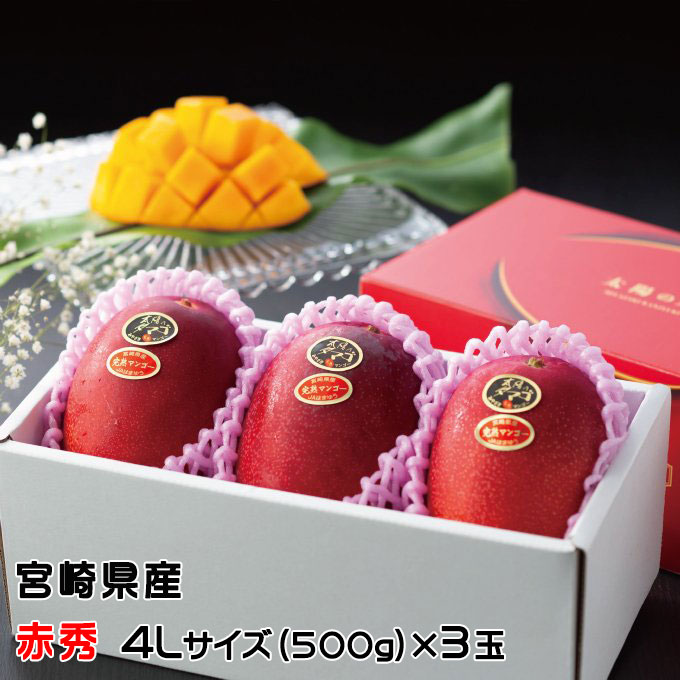 楽天市場】マンゴー 太陽のタマゴ 赤秀 4L 500g以上×2玉 JA宮崎