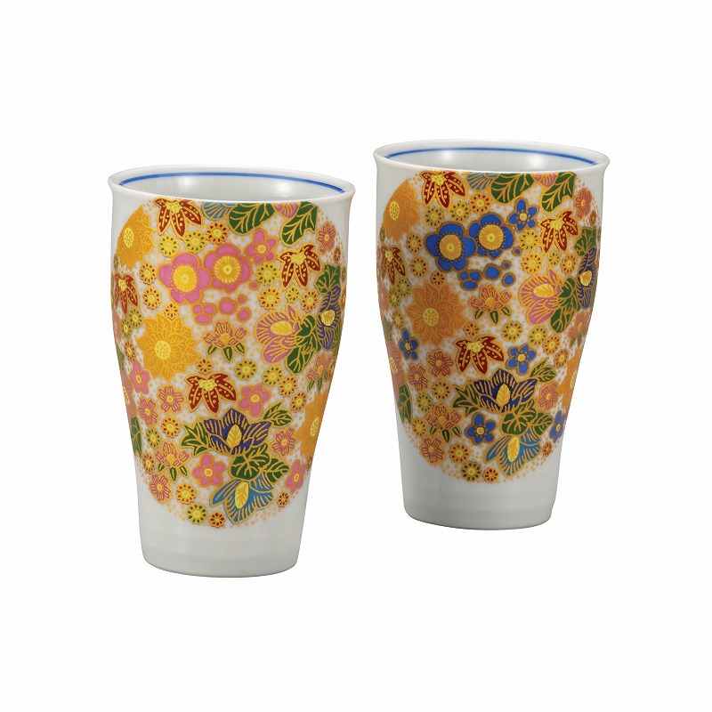 [並行輸入品] 正規品 ペアフリーカップ 花詰 Set of 2 Teacup. Flowers.Japanese Kutani ware. ebrarmedya.com ebrarmedya.com