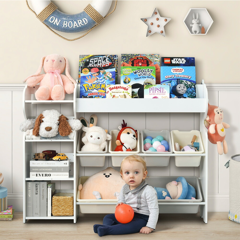 楽天市場】絵本ラック 絵本棚 大容量 本棚 収納ラック 多機能 おもちゃ