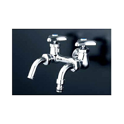 KVK:屋外ホース接続ノズル付二口水栓 型式:K112SPJ