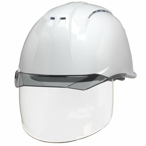 DICプラスチック:高機能ヘルメット AA11EVO-CSW シールド・クリアバイザー・通気孔付 白 スモーク 型式:AA11-CSW型HA6E2-A11式
