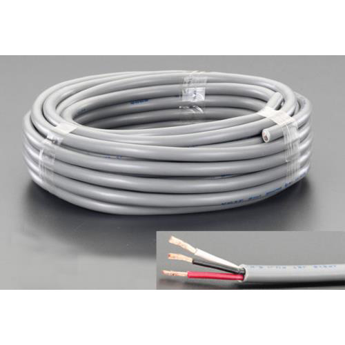 エスコ:300V/14A/20m ビニールキャブタイヤケーブル(3芯/灰) 型式:EA940AG-17