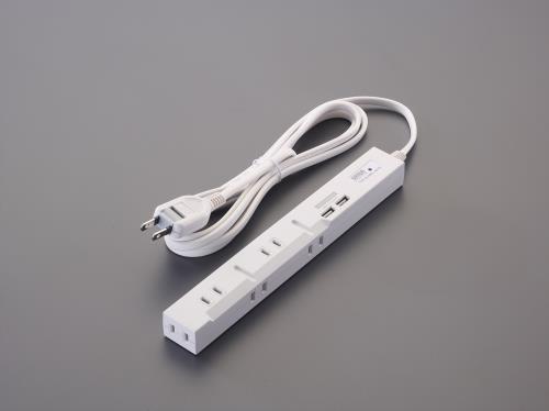 エスコ (ESCO) EA815GM-207A AC125V/14Ax2.0m ﾀｯﾌﾟ(USB申し受けるﾎﾟｰﾄ付) EA815GM-207A 【2個仕掛ける】