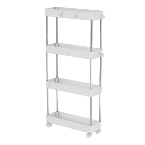 エスコ (ESCO) EA951FE-133 400x130x845mm 収納ﾗｯｸ(4段/ｽﾘﾑ/ｷｬｽﾀｰ付) EA951FE-133 【2台セット】