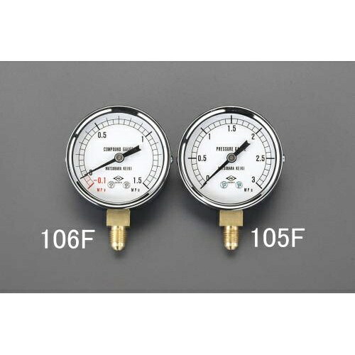エスコ (ESCO) EA106F -0.1~1.5MPa ﾌﾚｱｰﾀｲﾌﾟ連成計 EA106F 【2個セット】