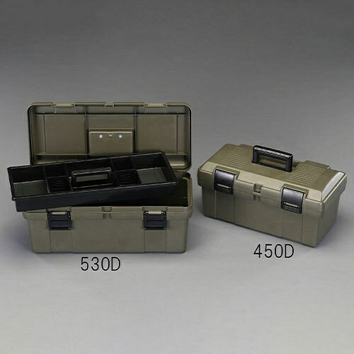 エスコ (ESCO) EA505K-530D 530x253x220粍 手道具箱(中皿付/OD色) EA505K-530D 【2個仕掛ける】