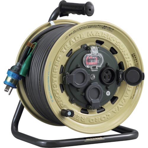 ハタヤ ( ハタヤリミテッド ) 屋外用 サンタイガーレインボーリール 単相100V 50m アース・ブレーカー付 ( BX-501K )