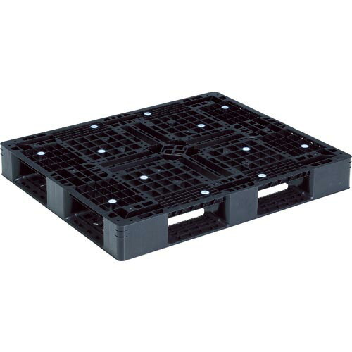 サンコー ( 三甲 ) 樹脂パレット(片面四方差し) リサイクルプラスチックパレット 812951 D4-1012-9黒 間口1200×奥行1000×高さ150mm ( SK-D4-1012-9-BK )
