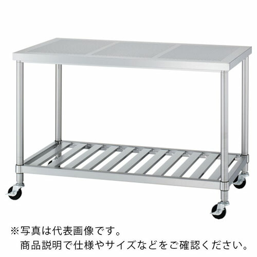シンコー ステンレス(SUS304)パンチング作業台スノコ棚板キャスター付 φ75ウレタン車 900×600×800 ( PWSNC-9060-U75 ) シンコー(株) 【メーカー取寄】