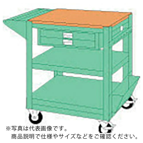 OS ( 大阪製罐 ) ワークワゴン 間口693(893)×奥行550×高さ789mm(木製天板)2段引出し付き ( WR-1012 ) 大阪製罐(株) 【メーカー取寄】