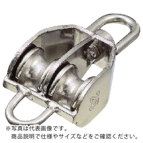 水本 ( 水本機械製作所 ) シンブル ステンレス 豆ブロック 2車 ベケ付 参考使用荷重70kgf ( MBK-25W ) (株)水本機械製作所 【メーカー取寄】