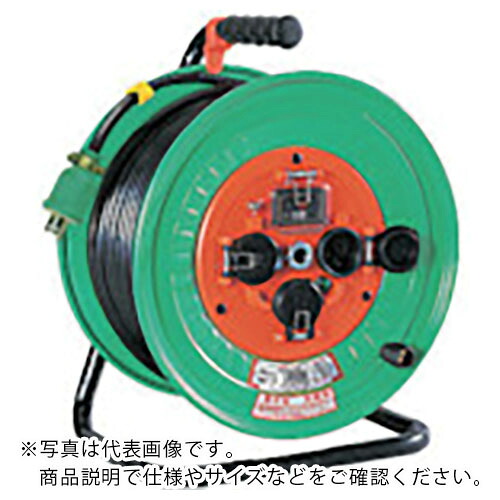 NICHIDO ( 日動工業 ) 電工ドラム 屋外型 過負荷漏電保護兼用ブレーカ付 2PNCT極太電線 30m ( NW-EK33FPN )