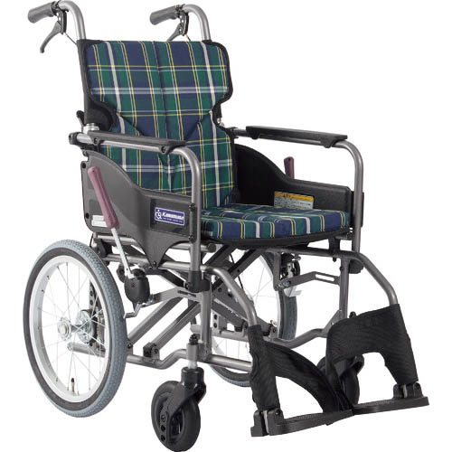 カワムラ ( カワムラサイクル ) 【非課税】 アルミ製標準型介助用車いすKMD-A16-40-M緑チェック ( KMDA1642MA9 ) (株)カワムラサイクル 【メーカー取寄】