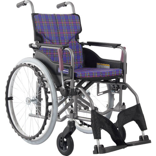 カワムラ ( カワムラサイクル ) 【非課税】 アルミ製標準型自走用車いすKMD-A22-42S-M紫チェック ( KMDA2242SMA11 ) 【メーカー取寄】|配管材料プロ トキワ